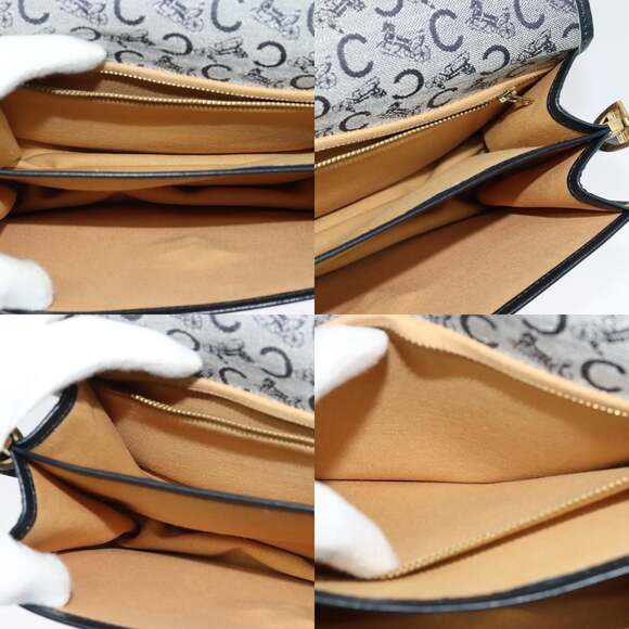 CELINE C Sulky Shoulder Bag Canvas Navy Gold - Picture 12 of 12